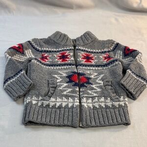 GAP - 18-24M Grey Patterned Kids Sweater Cardigan/Jacket